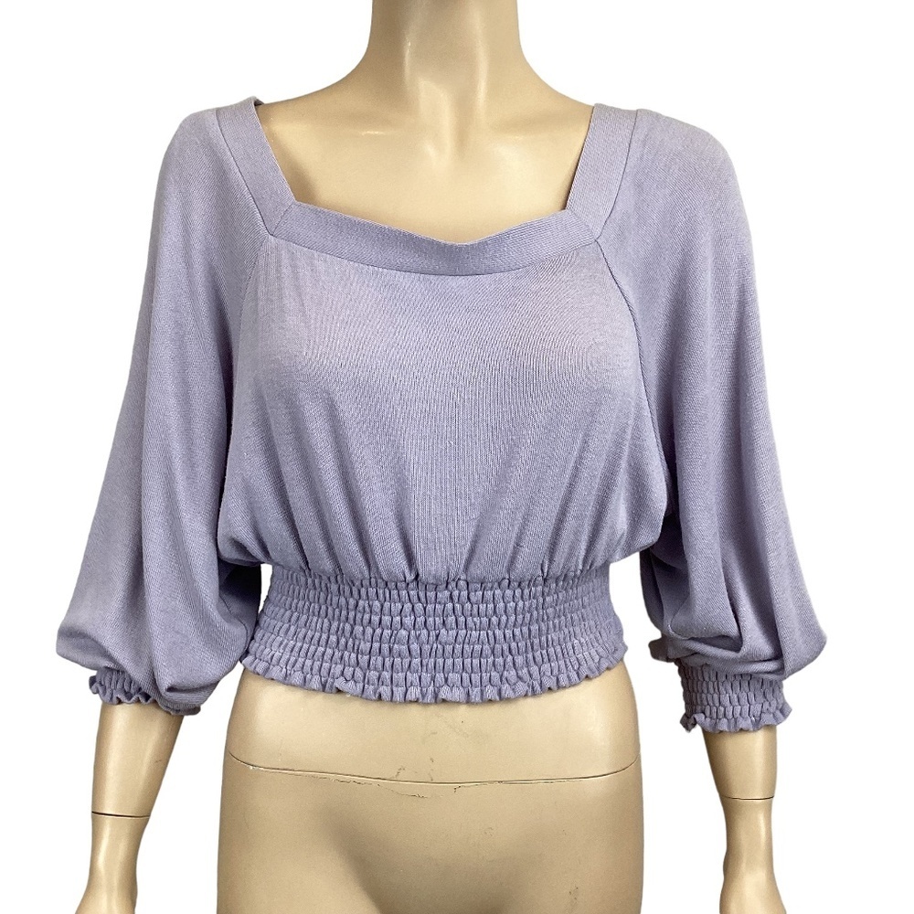 Free People soft cropped lilac sweater balloon sleeves size small
